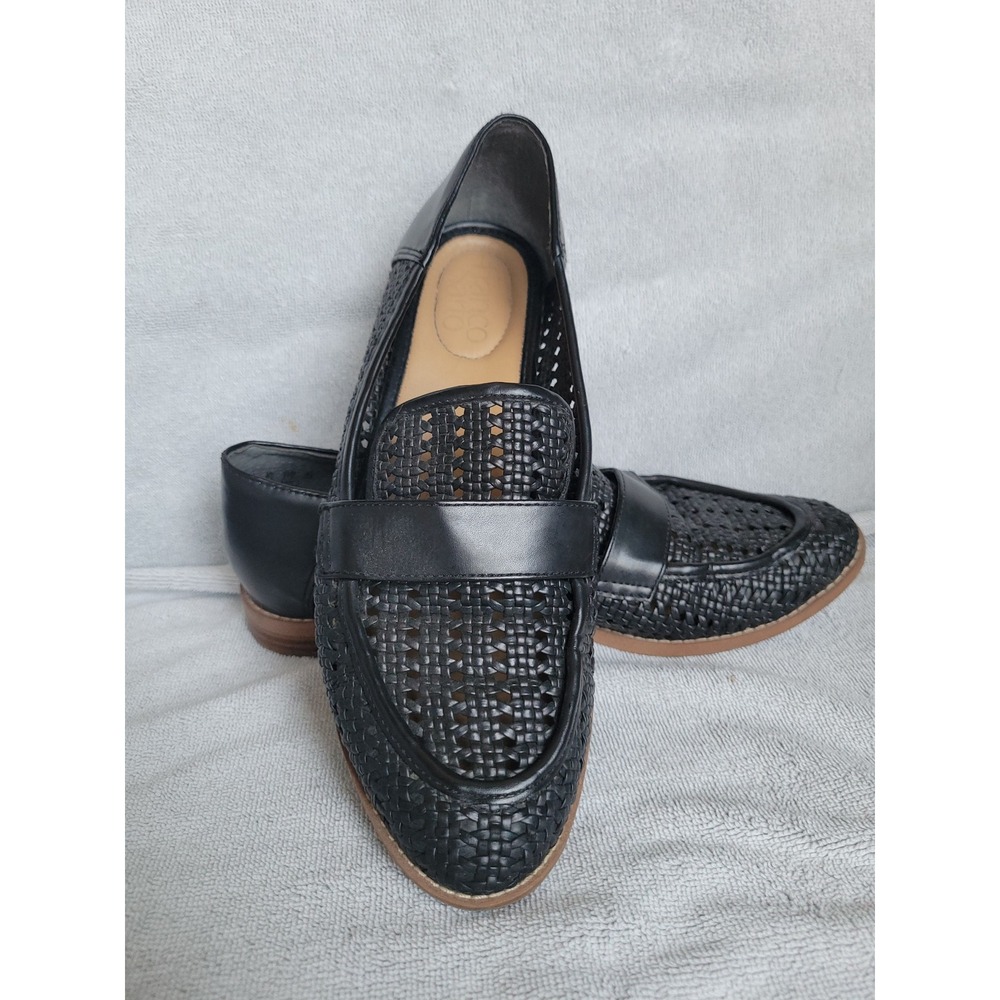 Franco Sarto Halton 2 Black Woven Penny Loafers Flats Womens 7.5 M